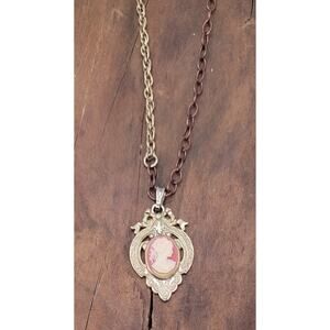 Timeless Contrast | ReTold | Repurposed Vintage Cameo Pendant Necklace – 30"